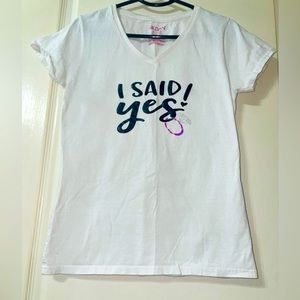 Women’s engagement “I said yes” v-neck tee size Small